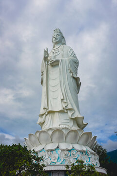 A majestic statue of Guanyin, the goddess of mercy located in Monkey Mountain, Da Nang, Vietnam