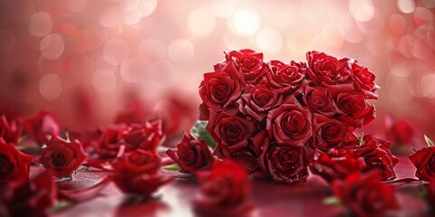 red roses on a blurred background Generative AI