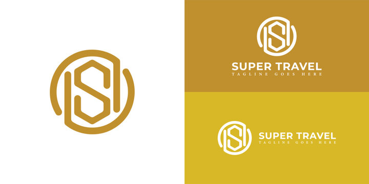 Abstract initial letter SU, US, ST, or TS logo in yellow color isolated in multiple background colors. The logo is applied for travel business logo design inspiration template