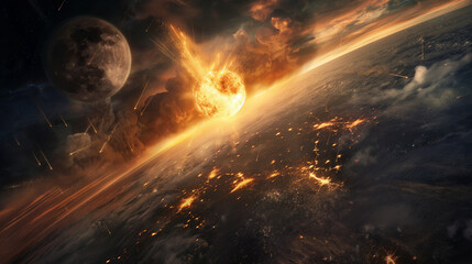 Asteroid attack on Earth. Apocalypse. The end of life on Earth.