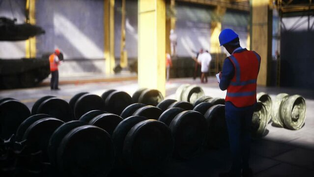 Production of military russian battle tank T 90 at the factory. Military factory weapon. Realistic 4k animation.