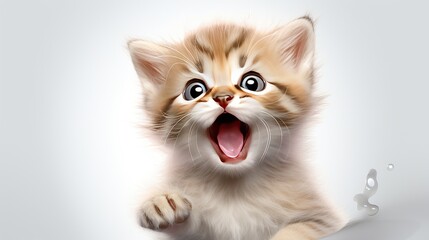 smilling cute cat with white background