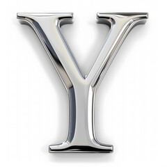 Shiny Silver letter y on White Background