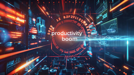 Productivity Boom AI and Crypto Boom Technology - obrazy, fototapety, plakaty