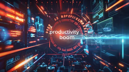 Fotobehang Productivity Boom AI and Crypto Boom Technology © Justin