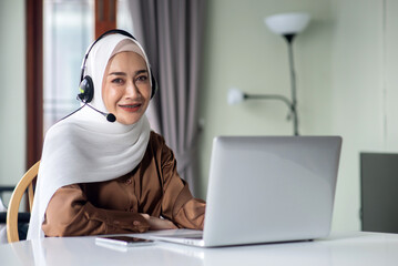 Muslim woman as call center ,After sales service staff.