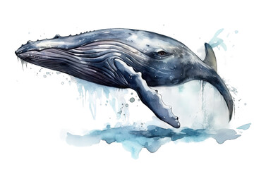 illustration watercolor Underwater Whale whale Humpback fauna