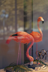 Flamingo statue in a shop