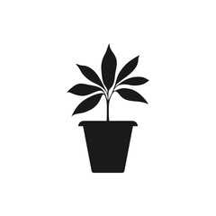 Plants in a pot. Flowerpot icon flat style isolated on white background. Vector illustration