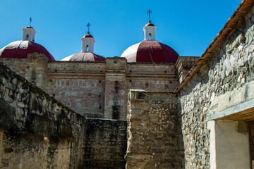 Catolic Temple of San Pablo Villa de Mitla. Old church in Oaxaca, Mexico. 