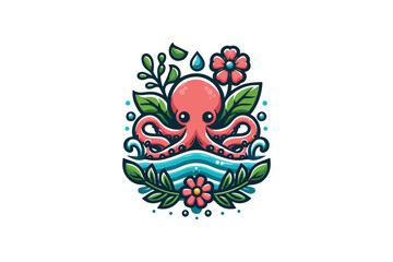 octopus logo and t shirt design.