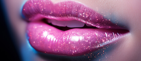 close up of shiny lips and lipstick