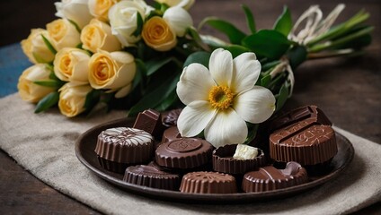 chocolate cake with flower