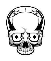 skull, head, skeleton, death, vector, bone, halloween, dead, illustration, tattoo, anatomy, horror, symbol, evil, face, human, scary, teeth, danger, bones, pirate, black, design, art, cartoon