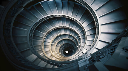 Fototapeta premium Top down view of spiral staircase