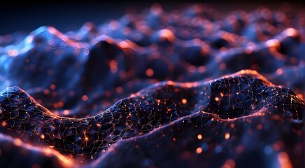 technological particles in an abstract mesh background