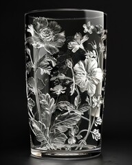 Intricate floral designs etched into the glass 3D render