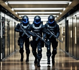 Obraz premium police officer in uniform, soldiers in uniform, soldier at duty