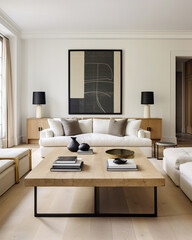 Scandinavian interior design of modern living room, home. - 757629729