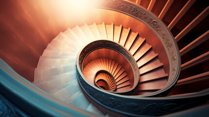 Top down view of spiral staircase