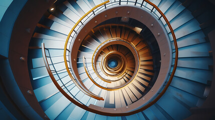 Top down view of spiral staircase