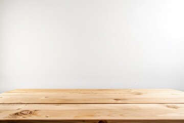 Wooden table top on isolated white background