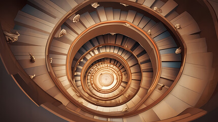 Spiral staircase in modern building, close-up view of spiral staircase