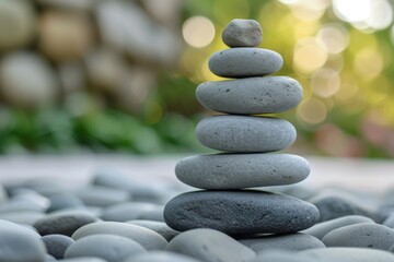 Obraz na płótnie Canvas Zen stone stack on pebble background