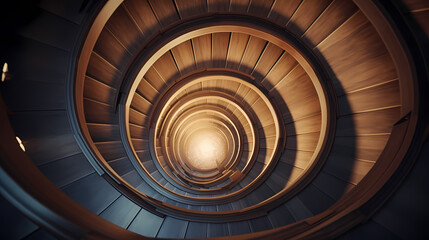Spiral staircase in modern building, close-up view of spiral staircase
