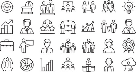 Growth Vector icons set. Career business, progress, people, coaching, training vector collections.