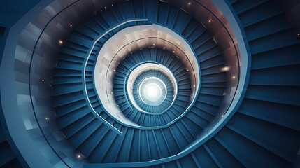Spiral staircase in modern building, close-up view of spiral staircase