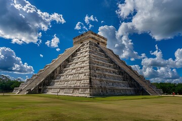 Kukulkan pyramid in chichen itza on the yucatan peninsula mexico