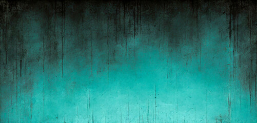 Retro black turquoise gradient grunge background.