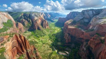 Fototapeten Aerial view of majestic canyons  capturing nature s splendor, scale, and play of light and shadow © Ilja