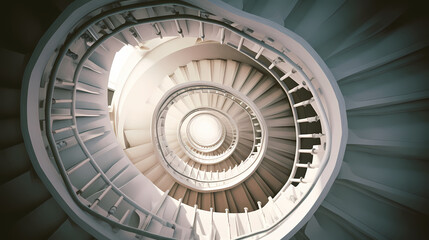 Fototapeta premium Spiral staircase in modern building, close-up view of spiral staircase