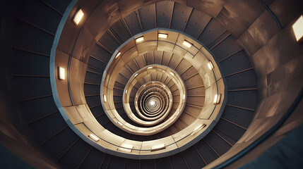 Top view of spiral staircase in building