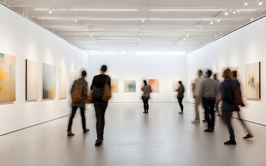 Blurred image of gallery space, generative AI