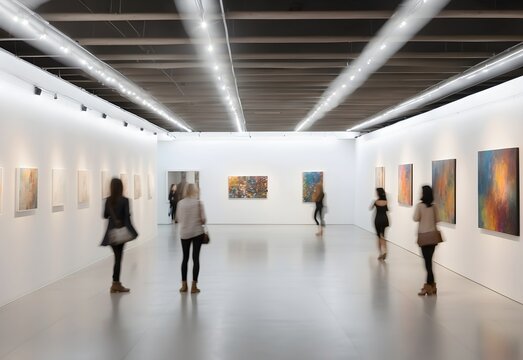 Blurred image of gallery space, generative AI