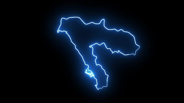 map of Tabuk in saudi arabia with glowing neon effect