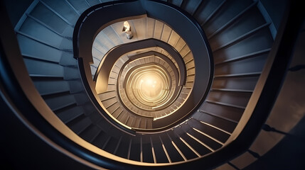 Obraz premium Abstract view of spiral staircase leading to unknown building height