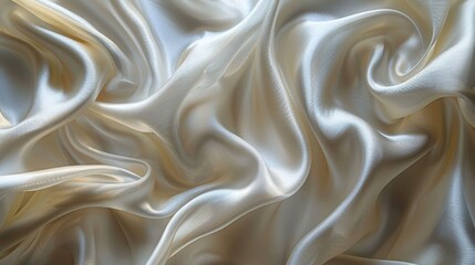 Luxurious golden satin fabric with a smooth, silky texture, rippling in soft waves, perfect for high-end design backgrounds.