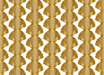 Gold Art Deco Seamless Repeat Pattern on White Background