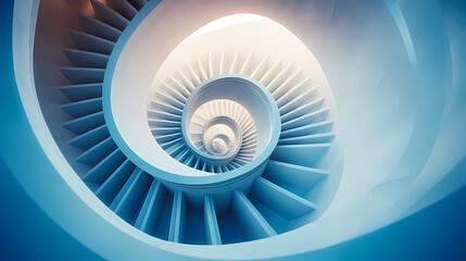 Abstract view of spiral staircase leading to unknown building height