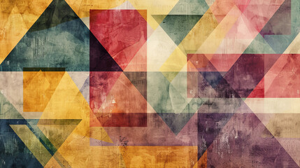 contemporary modern art design of an abstract watercolor illustration rustic colored background with layered triangle and rectangle shapes 