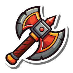 Obraz premium Sticker an axe with a wooden handle