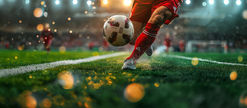 close up soccer player in action