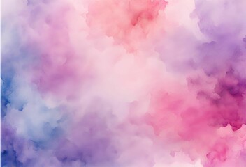 Abstract watercolor background with different shades of pink, purple, blue cloud texture 