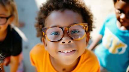 Diverse Children Celebrating Eyeglasses