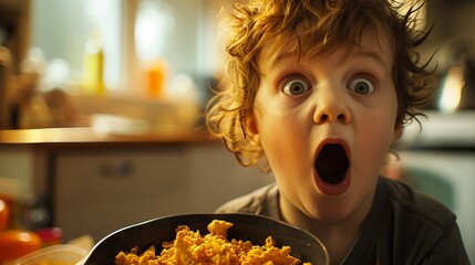 Child's exaggerated gasp as parent finds them indulging in sugary snack