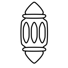 Outline Islamic Lantern Doodle Vector 